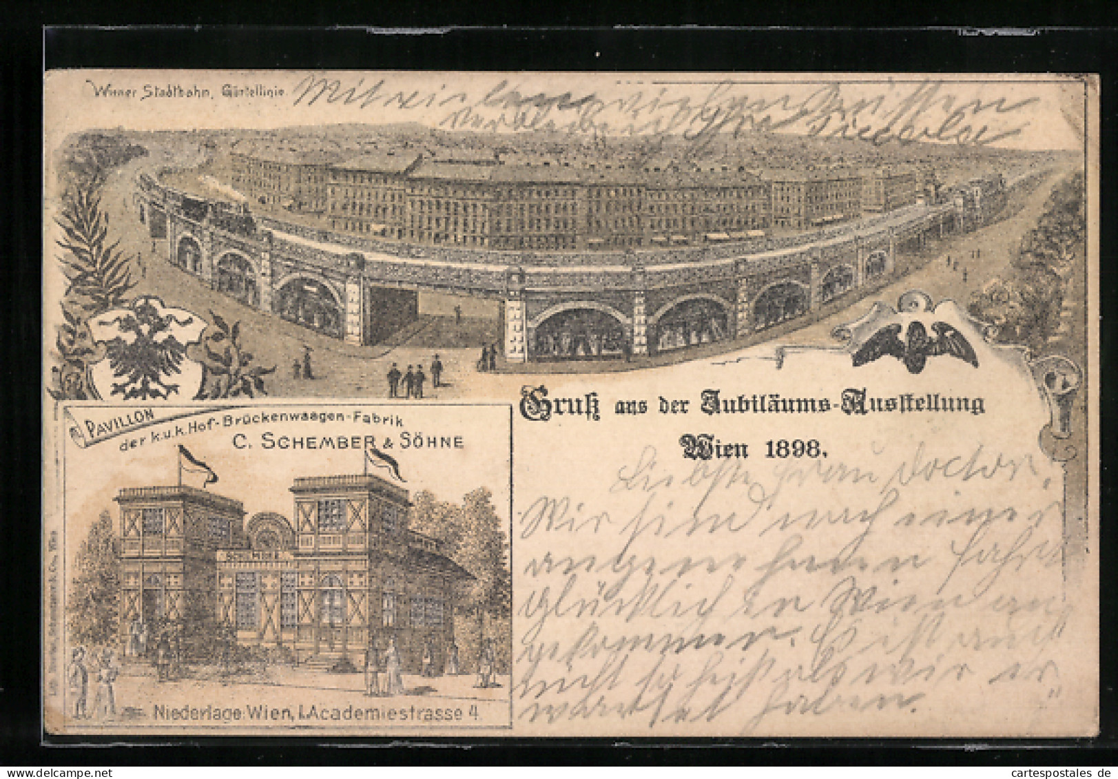 Künstler-AK Wien, Jubiläums-Ausstellung 1898, Pavillon Der Fabrik C. Schember & Söhne  - Expositions