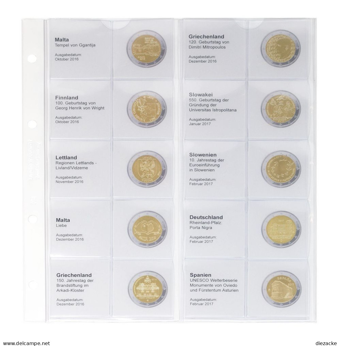 Lindner Vordruckblatt Karat Für 2 Euro-Münzen 1118-20 Neu - Supplies And Equipment