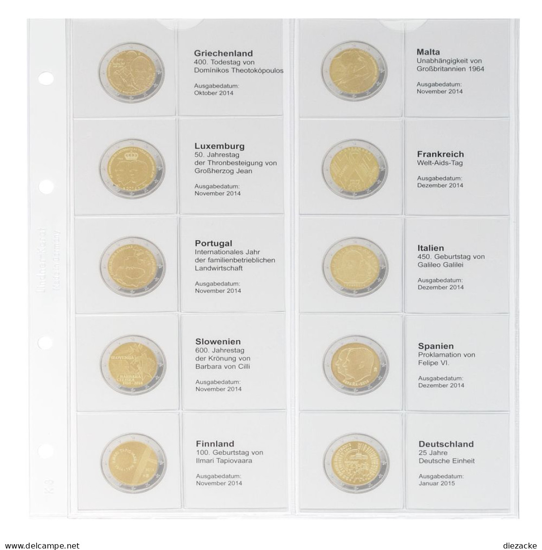 Lindner Vordruckblatt Karat Für 2 Euro-Münzen 1118-14 Neu - Materiaal