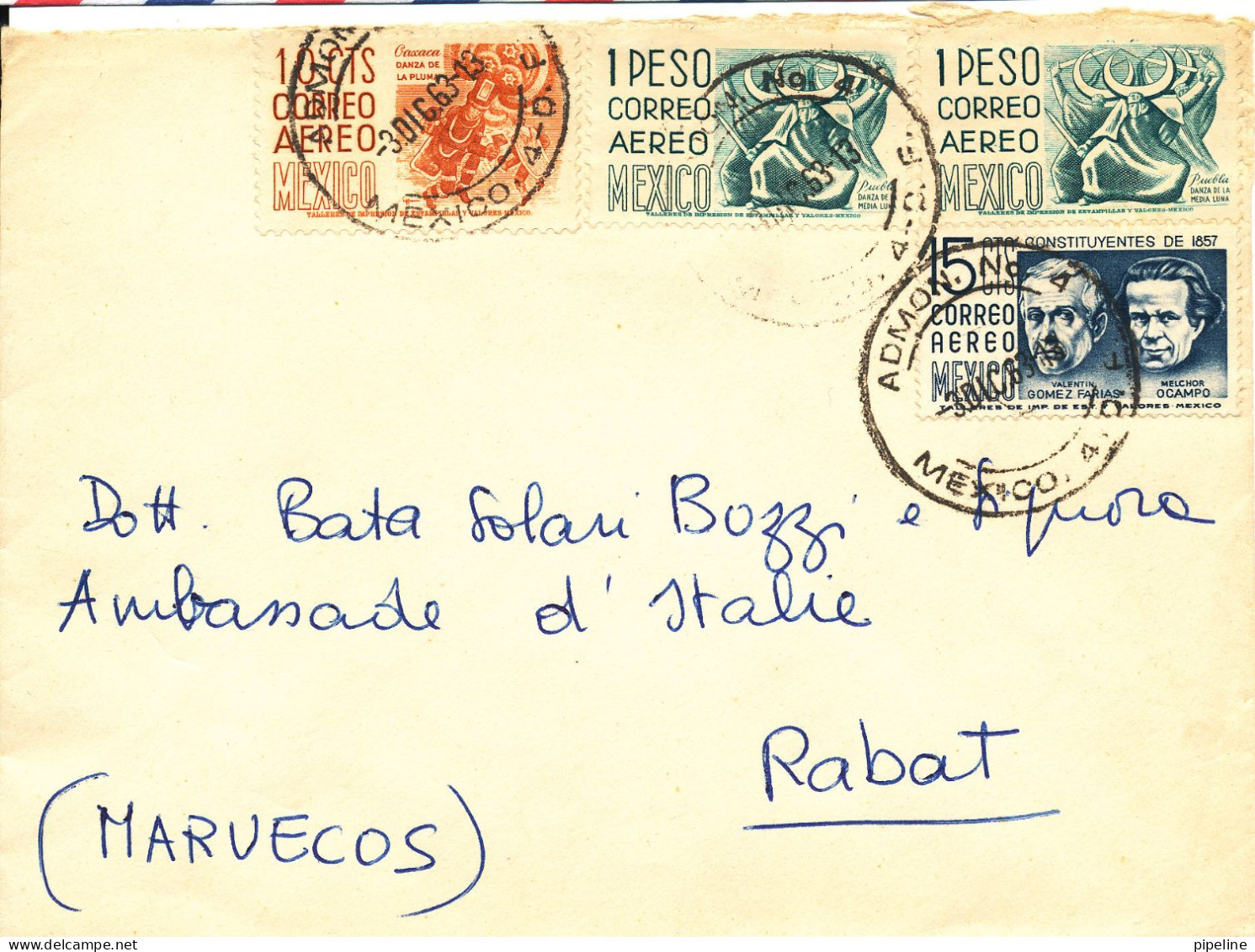 Mexico Cover Sent To Morocco 3-12-1962 - Mexique