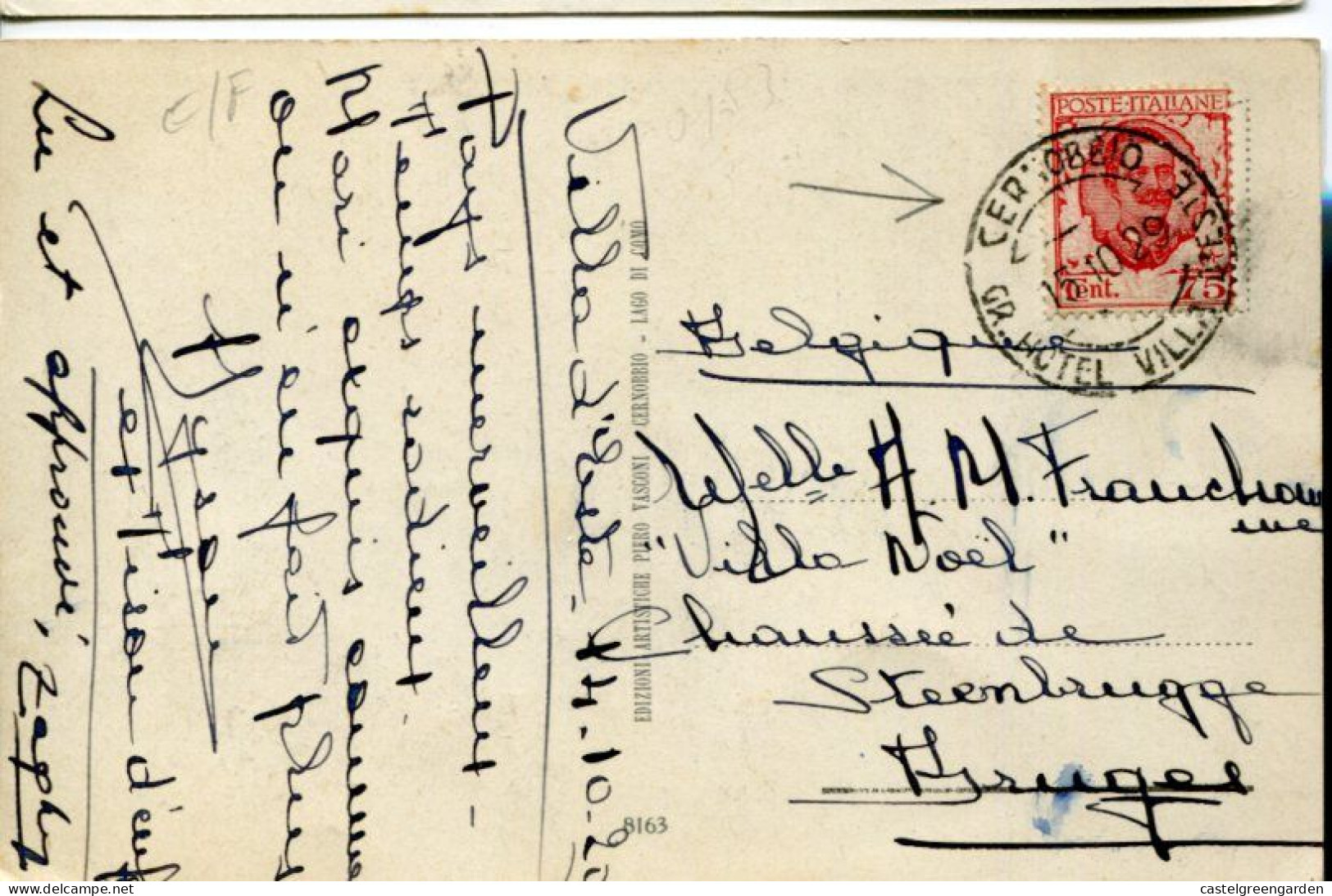 X0188 Italia,circuled Card With Postmark 1929 Of The Agency Post Office Cernobbio,Grand Hotel Villa D'Este - Other & Unclassified