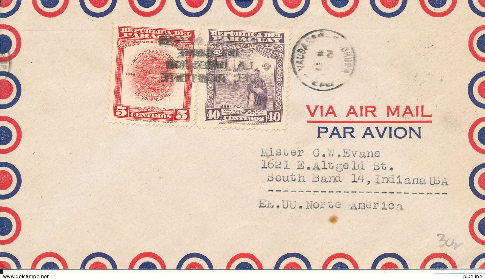 Paraguay Air Mail Cover Sent To USA 5-12-1949 - Paraguay