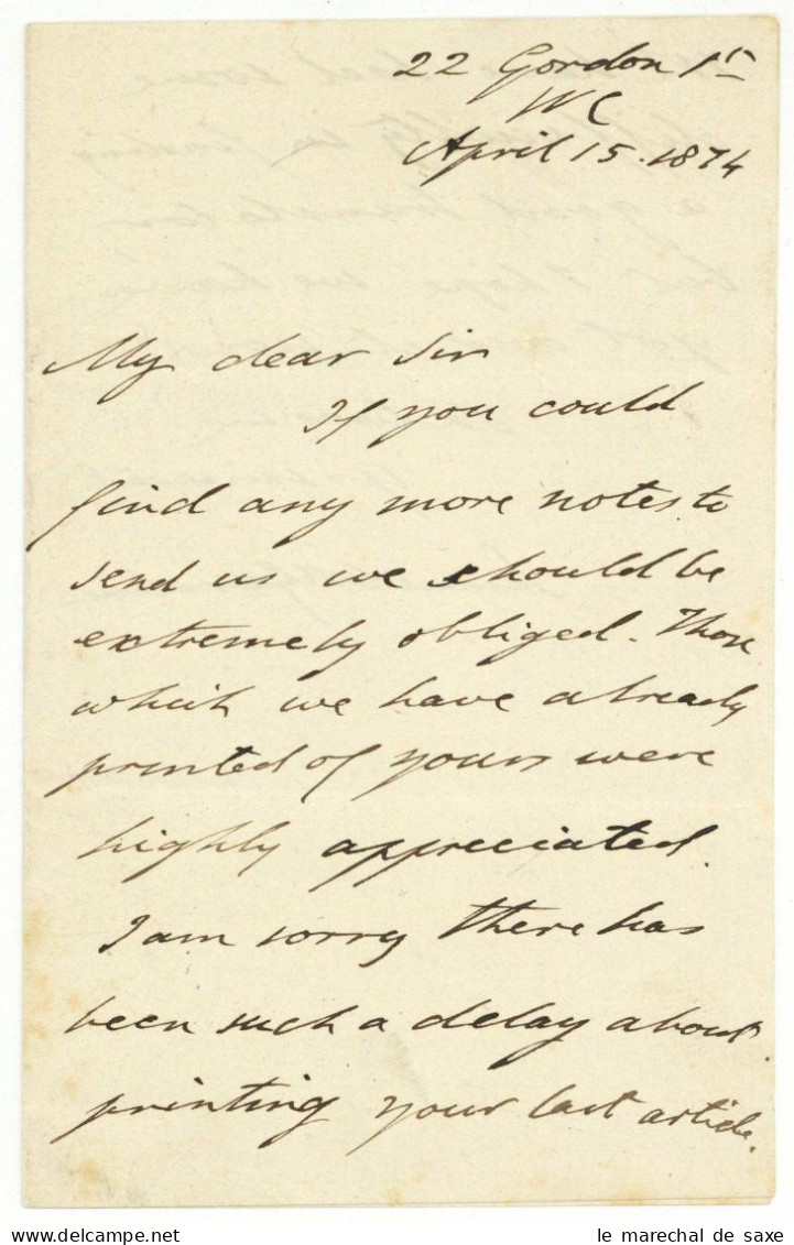 Samuel Rawson Gardiner (1829-1902) Historian Autograph Letter Signed London 1874 Oliver Cromwell Civil War - Erfinder Und Wissenschaftler