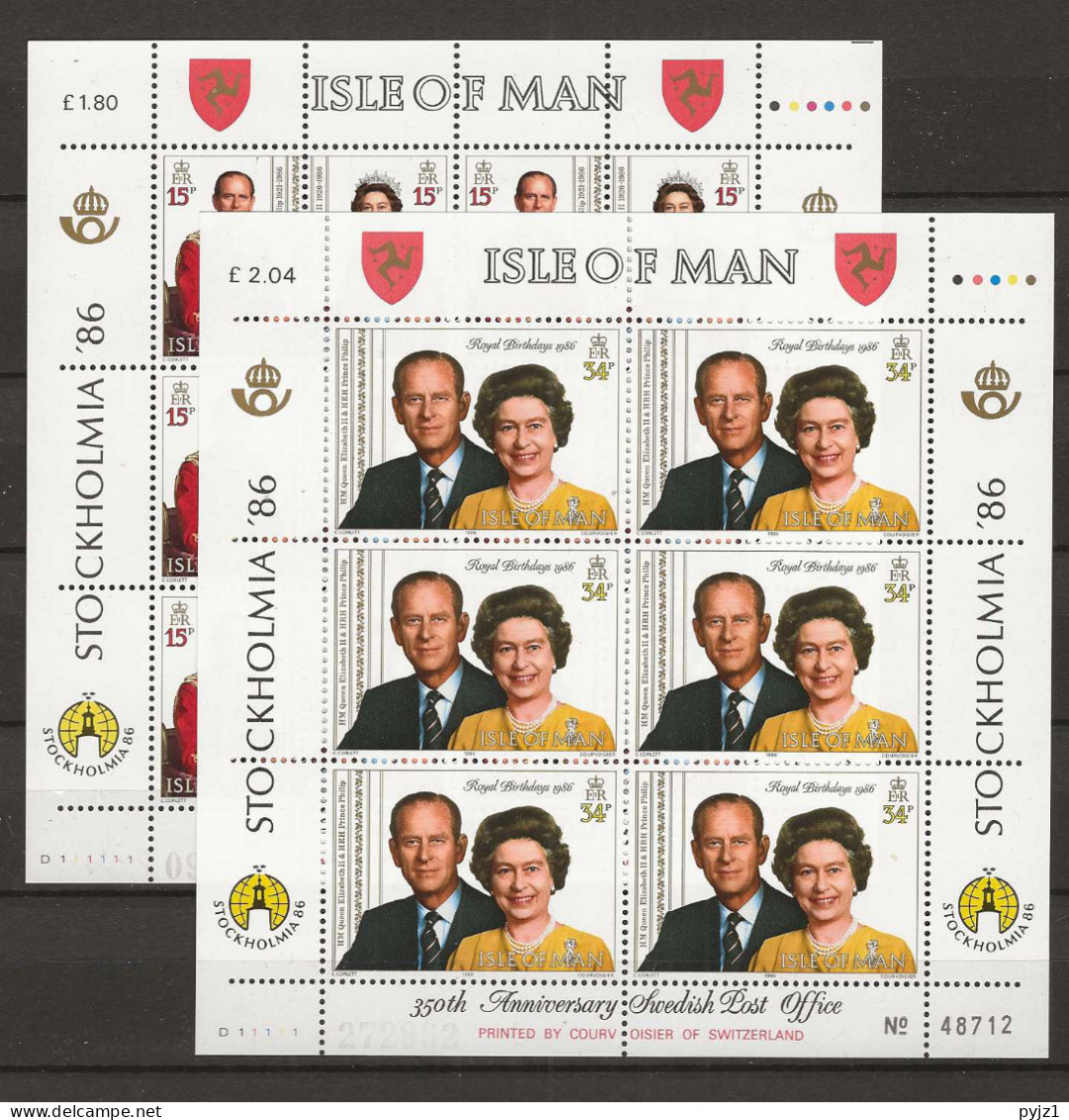 1986 MNH Isle Of Man Mi 319-21 Sheets Postfris** - Isle Of Man