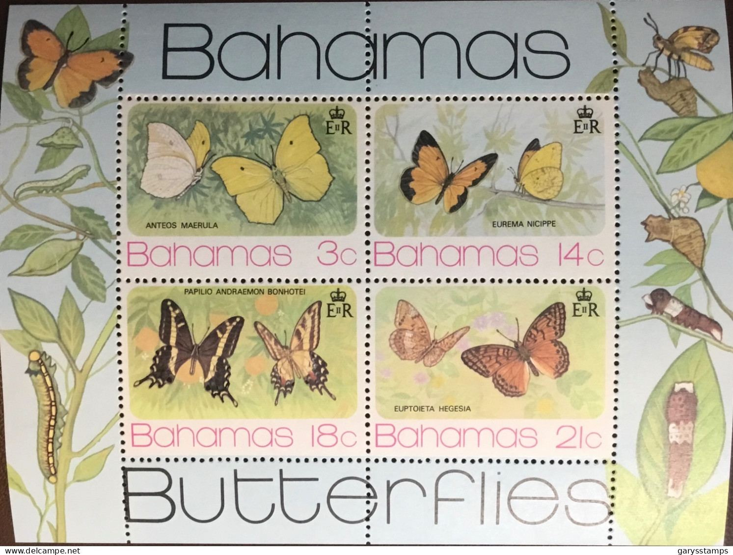 Bahamas 1975 Butterflies Minisheet MNH - Farfalle