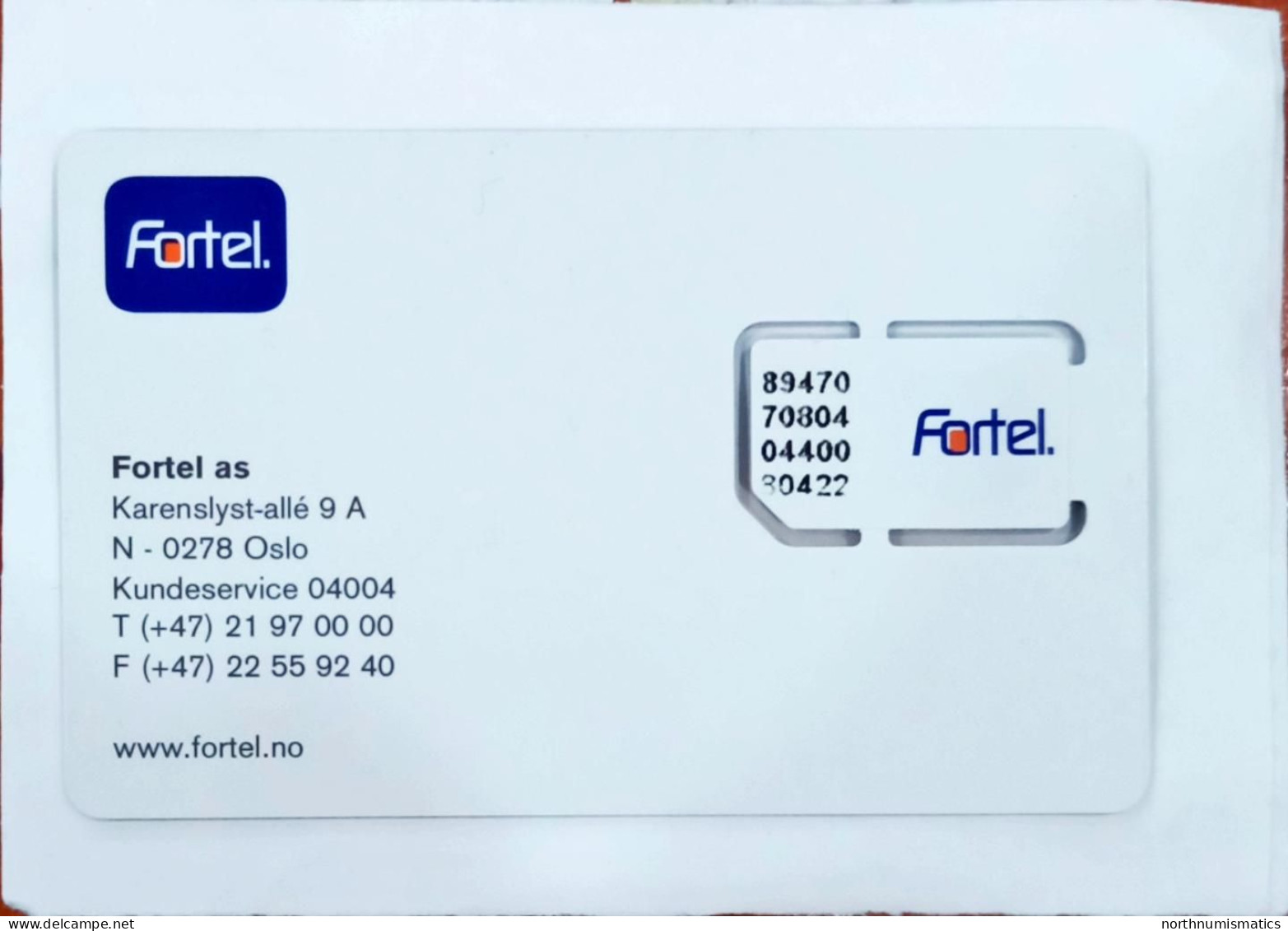 Norway Fortel Gsm  Original Chip Sim Card - Collections