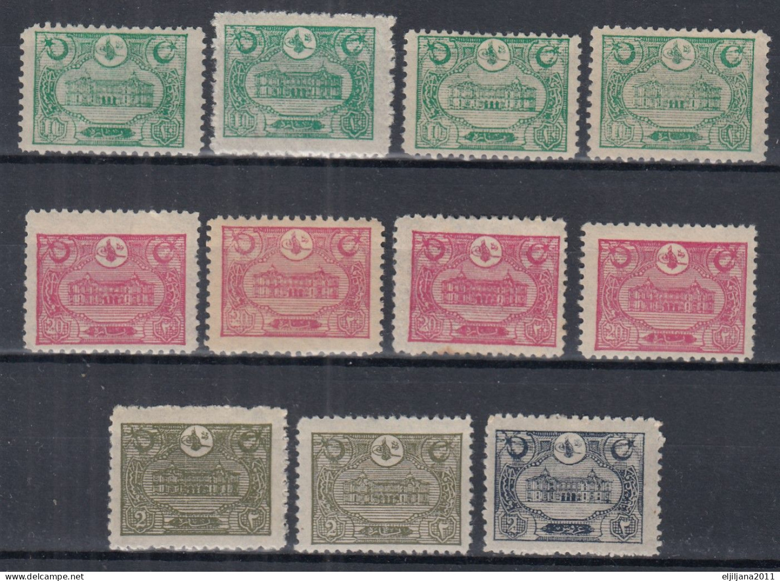 ⁕ Turkey 1913 ⁕ Ottoman Empire /  Main Post Office Constantinople ⁕ 11v MH & MNH - Unused Stamps