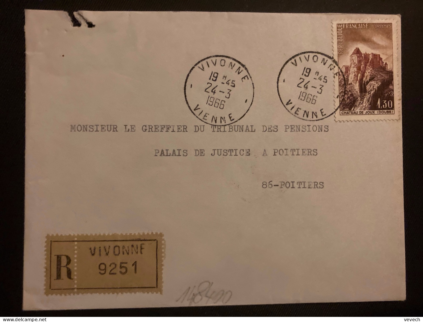 LR TP CHATEAU DE JOUX 1,30 OBL.24-3 1966 VIVONNE VIENNE (86) - 1961-....