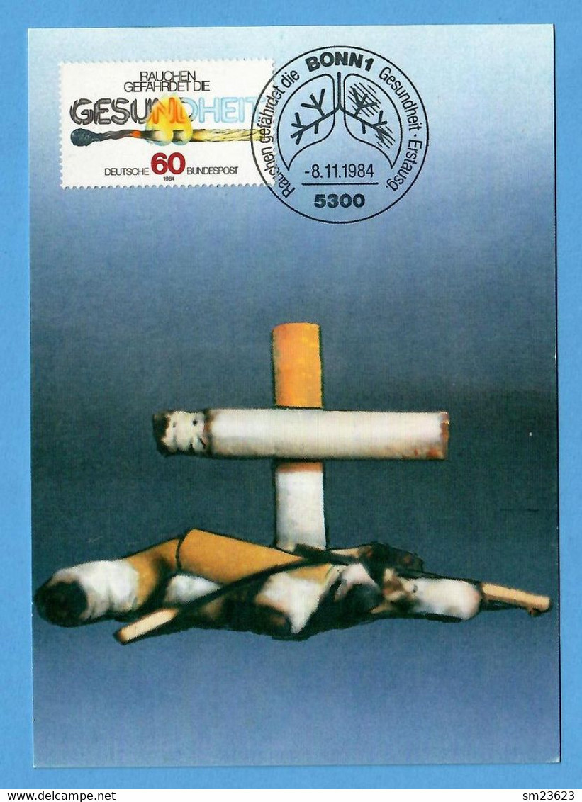 BRD 1984  Mi.Nr. 1232 ,  Anti-Raucher-Kampagne - Maximum Card - Erstausgabetag Bonn 08.11.1984 - 1981-2000