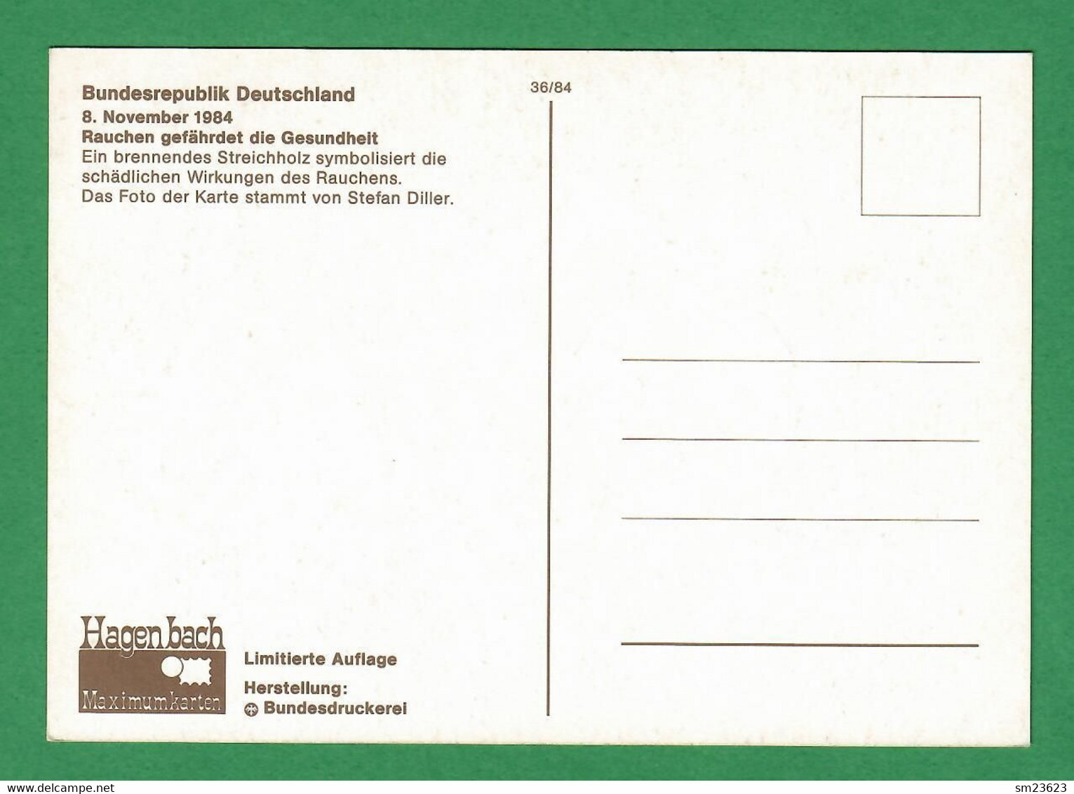 BRD 1984  Mi.Nr. 1232 ,  Anti-Raucher-Kampagne - Maximum Card - Erstausgabetag Bonn 08.11.1984 - 1981-2000