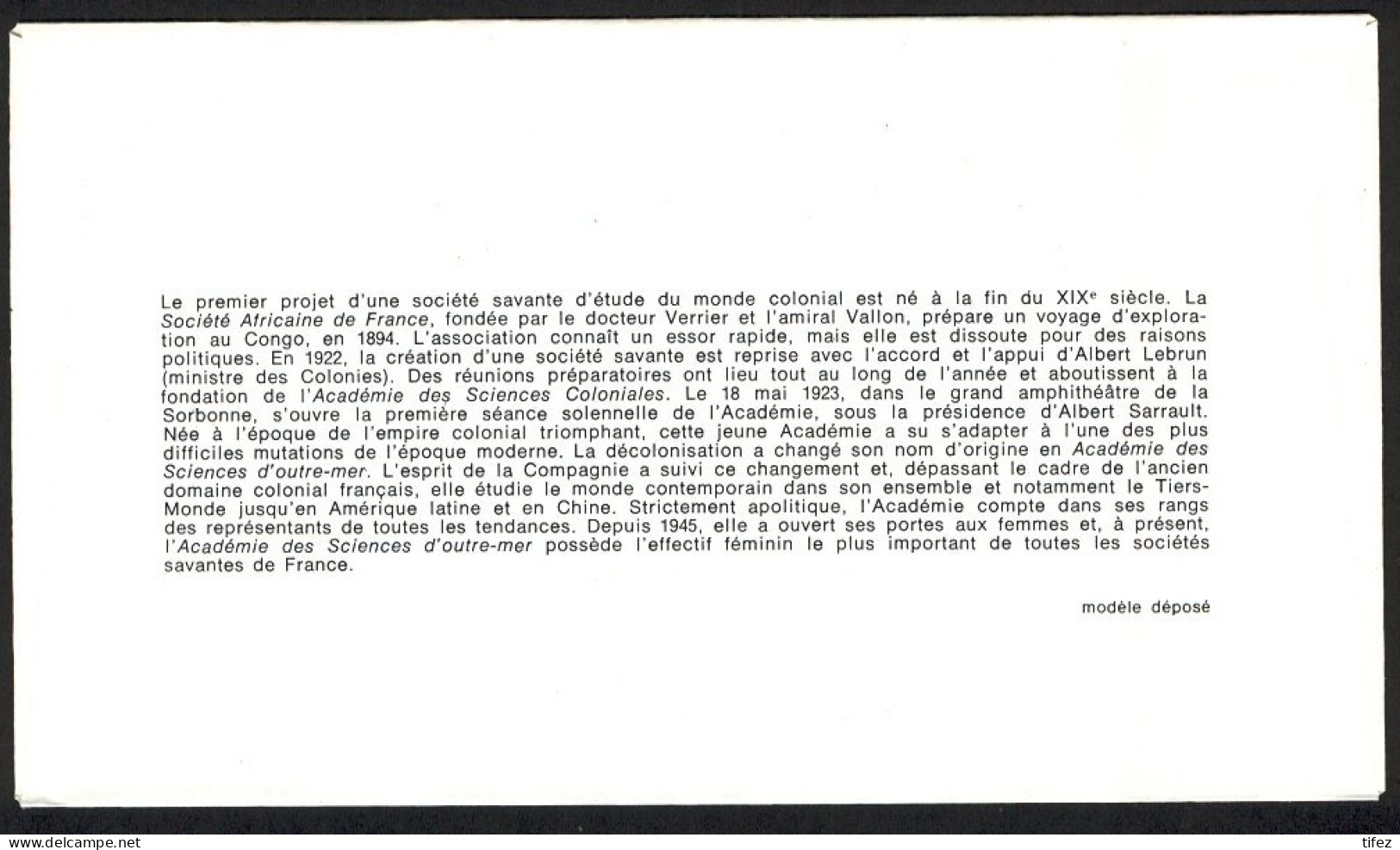 FDC/France/Année 1973 - N°1760 : Académie Des Sciences D'Outre-Mer - 1970-1979