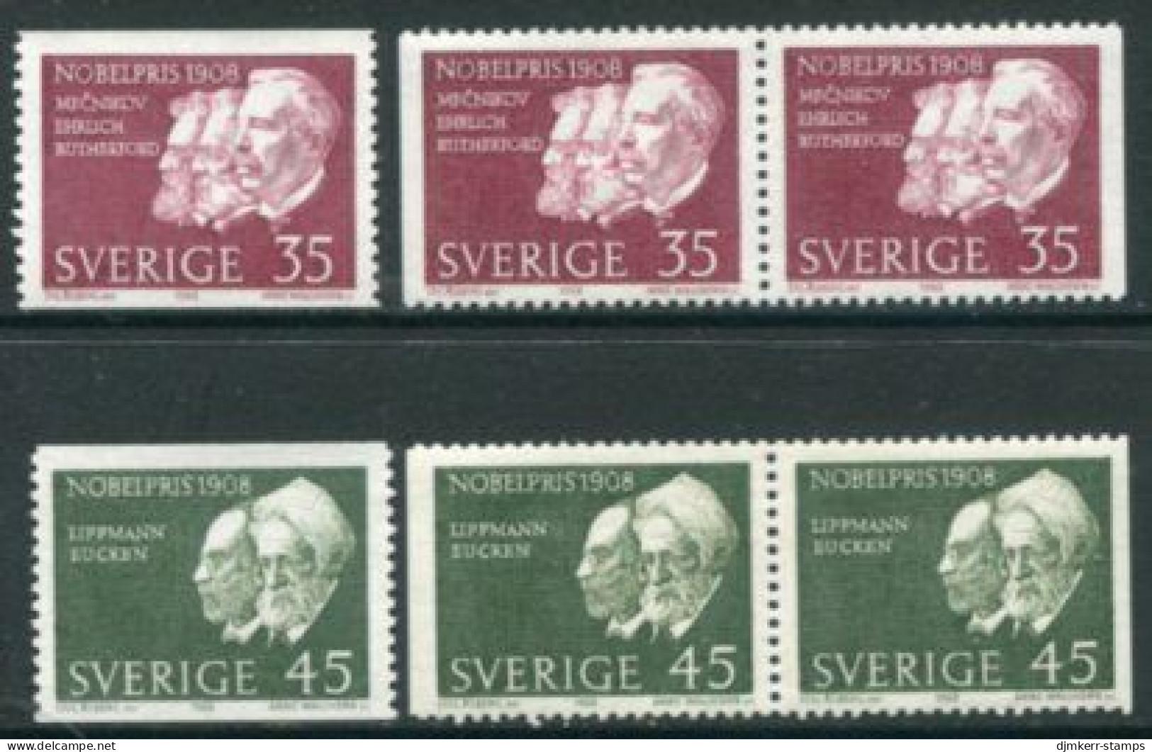 SWEDEN 1968 Nobel Laureates Of 1908 MNH / **.  Michel 626-27 - Ongebruikt