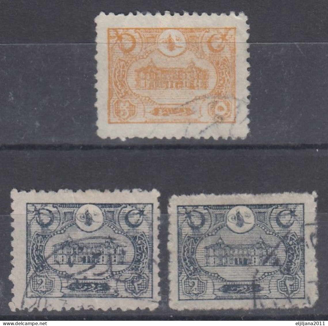 ⁕ Turkey 1913 ⁕ Ottoman Empire /  Main Post Office Constantinople 2 & 5 Pia. Mi. 217, 218 ⁕ 3v Used - Usati