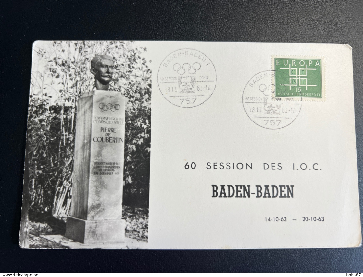 1963 BADEN BADEN  IOC INTERNATIONAL OLYMPIC COMMITTEE SESSION - Autres & Non Classés