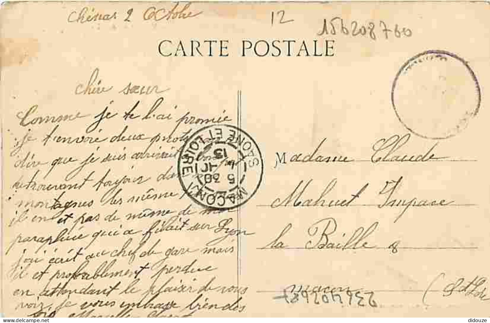 69 - Chénas - Vue Générale - Correspondance - Oblitération Ronde De 1913 - CPA - Voir Scans Recto-Verso - Chenas