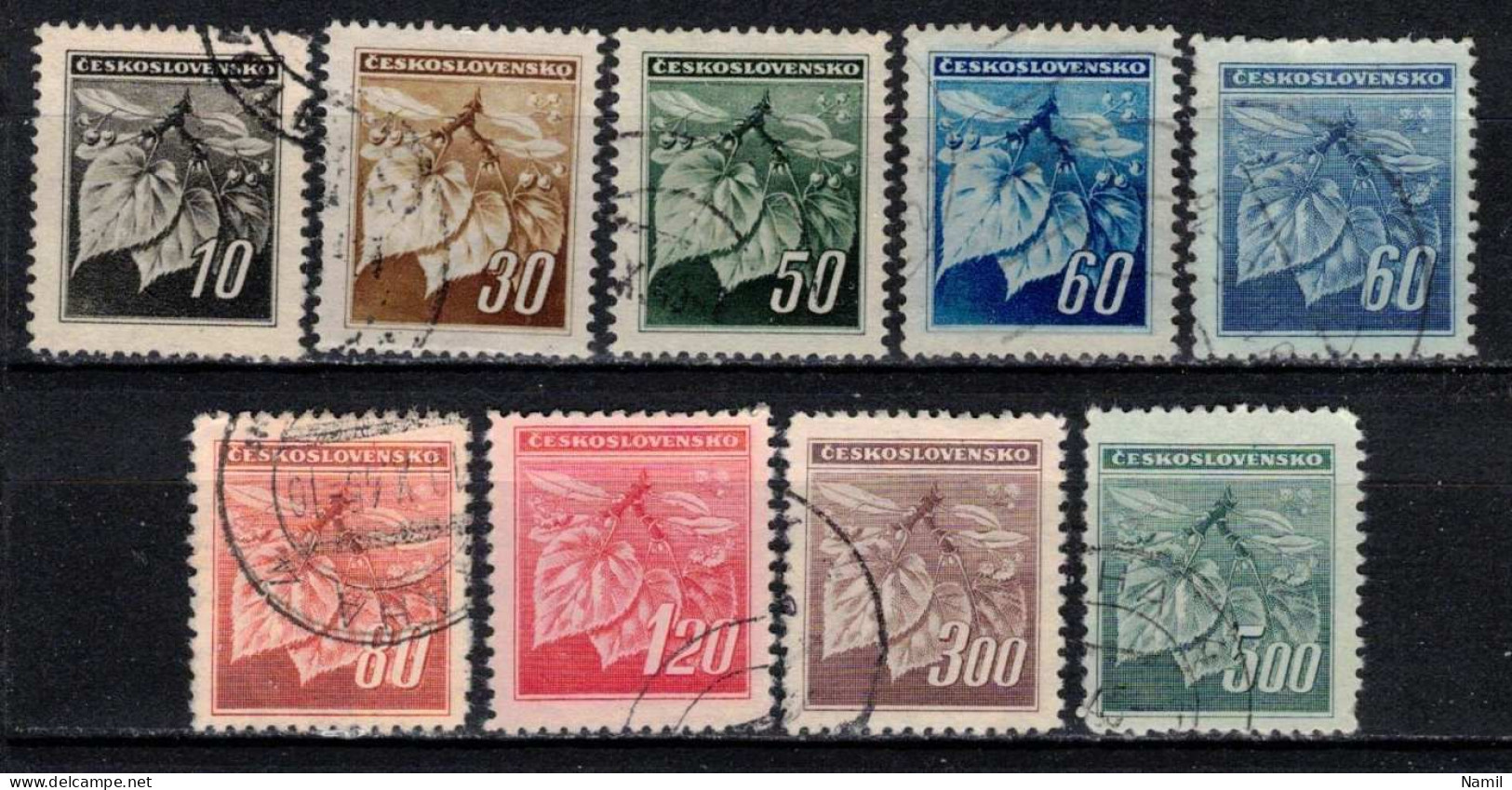 Tchécoslovaquie 1945 Mi 424-32 (Yv 372-80), Obliteré, - Oblitérés