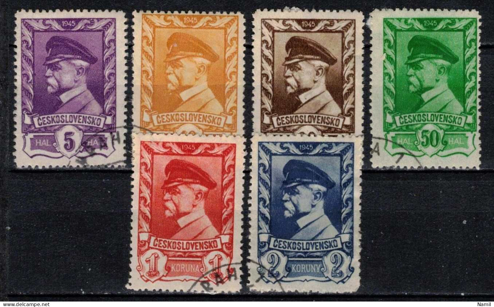 Tchécoslovaquie 1945 Mi 433-8 (Yv 381-6), Obliteré, - Used Stamps