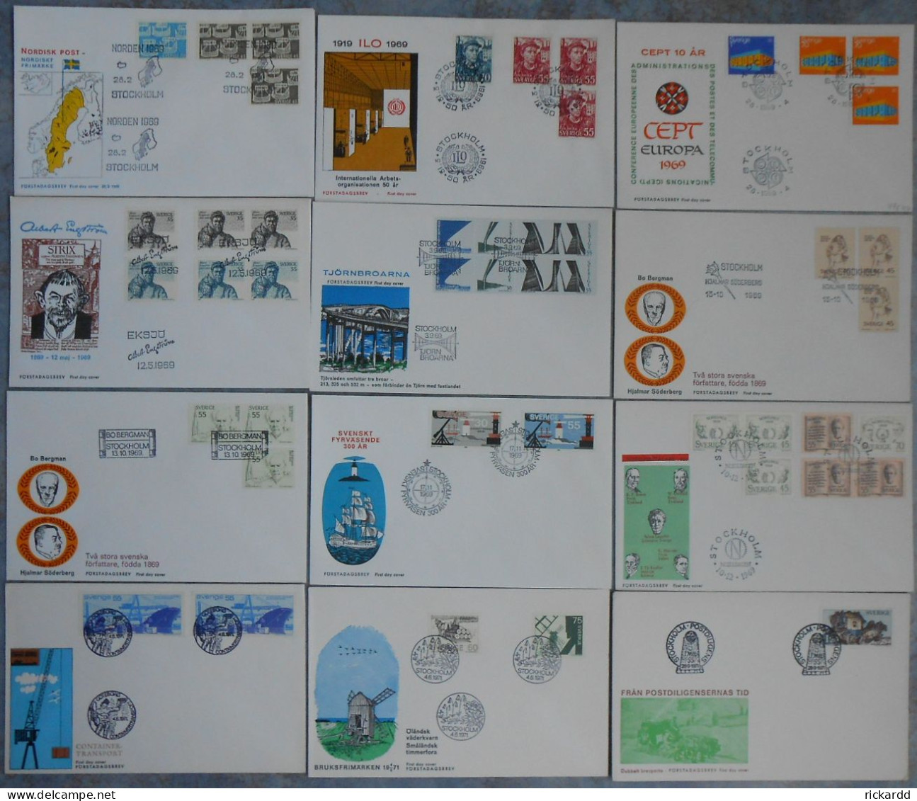 Sweden - 12 Different FDC 1969 & 1971 *ILLUSTRATED* - FDC