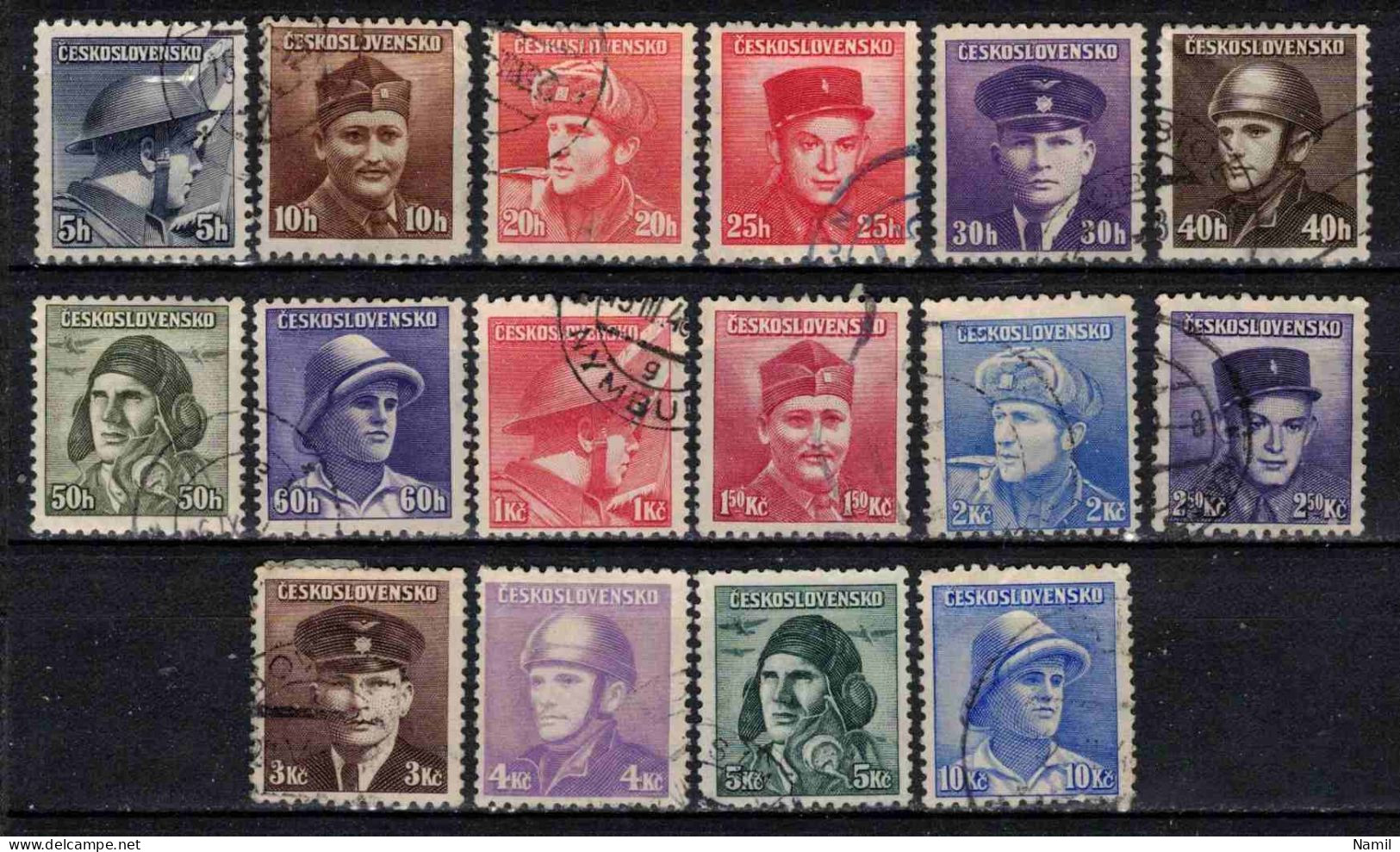 Tchécoslovaquie 1945 Mi 439-54 (Yv 387-402), Obliteré, - Oblitérés