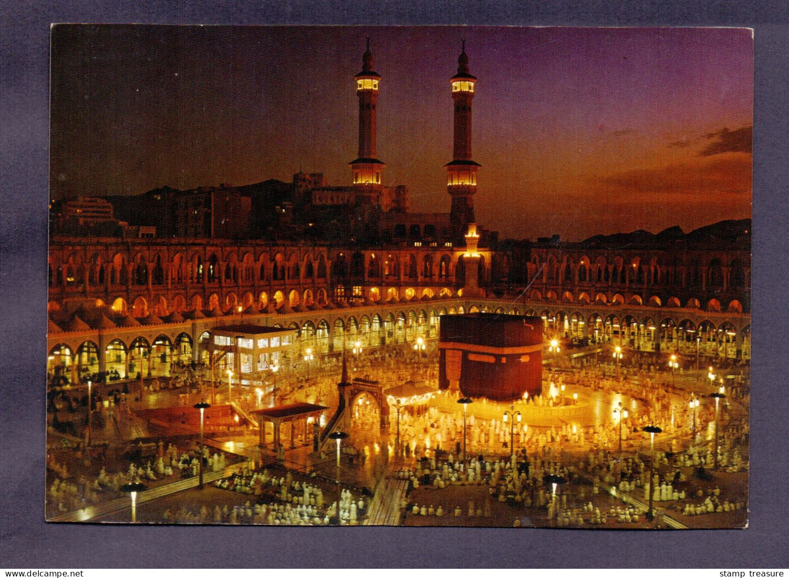 SAUDI ARABIA , MECCA , MAKKAH * VINTAGE POSTCARD * Night View Of Holiest Place In Islam KHANA KABA * KAABA * - Arabie Saoudite