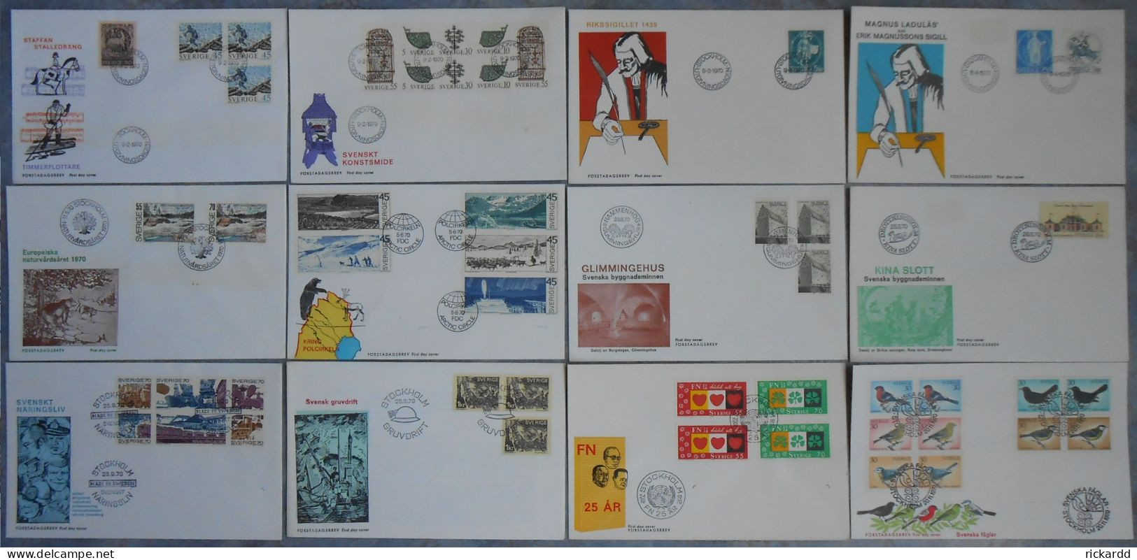 Sweden - 12 Different FDC 1970 *ILLUSTRATED* - FDC