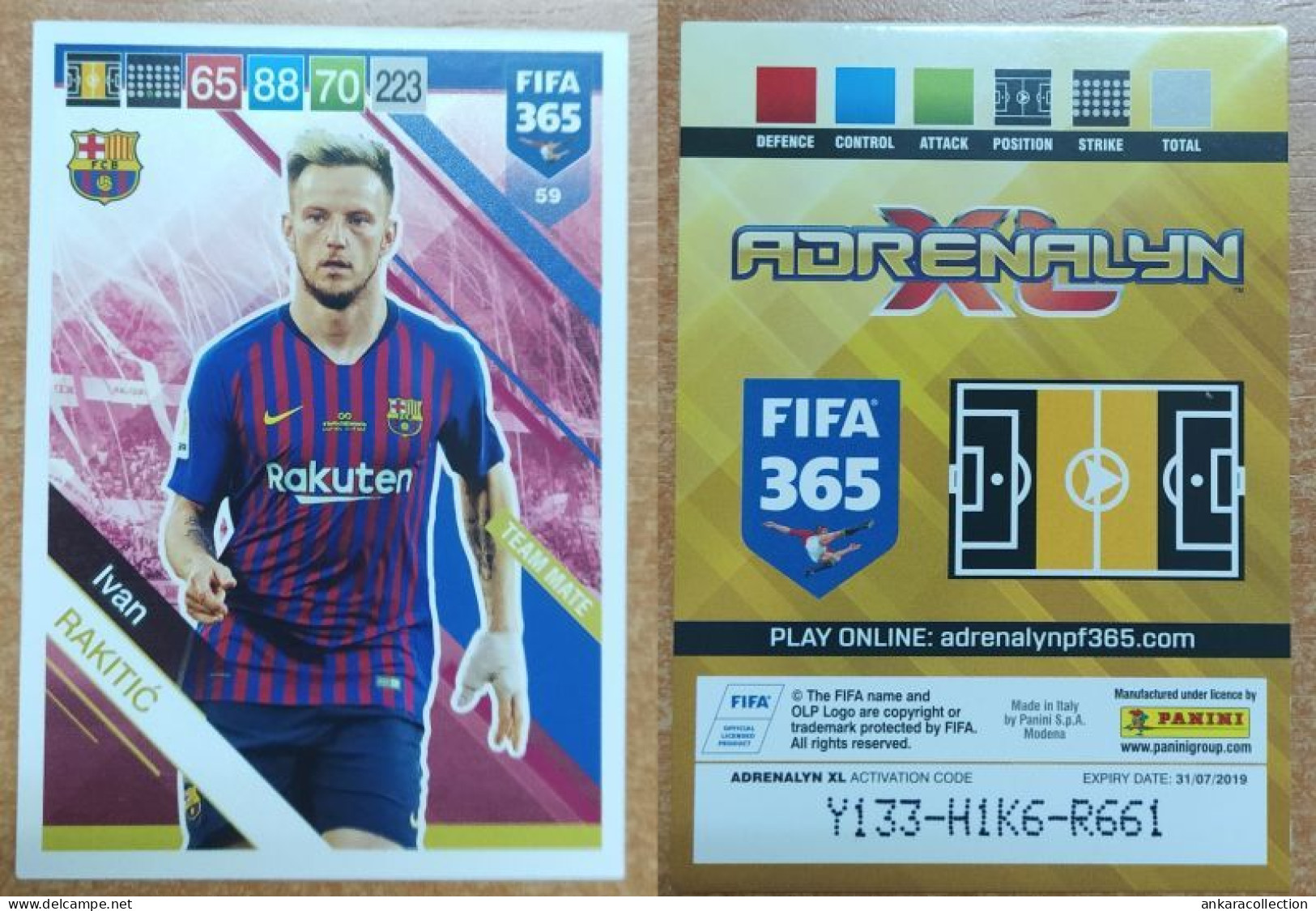 AC - 59 IVAN RAKITIC  FC BARCELONA  PANINI FIFA 365 2019 ADRENALYN TRADING CARD - Trading-Karten