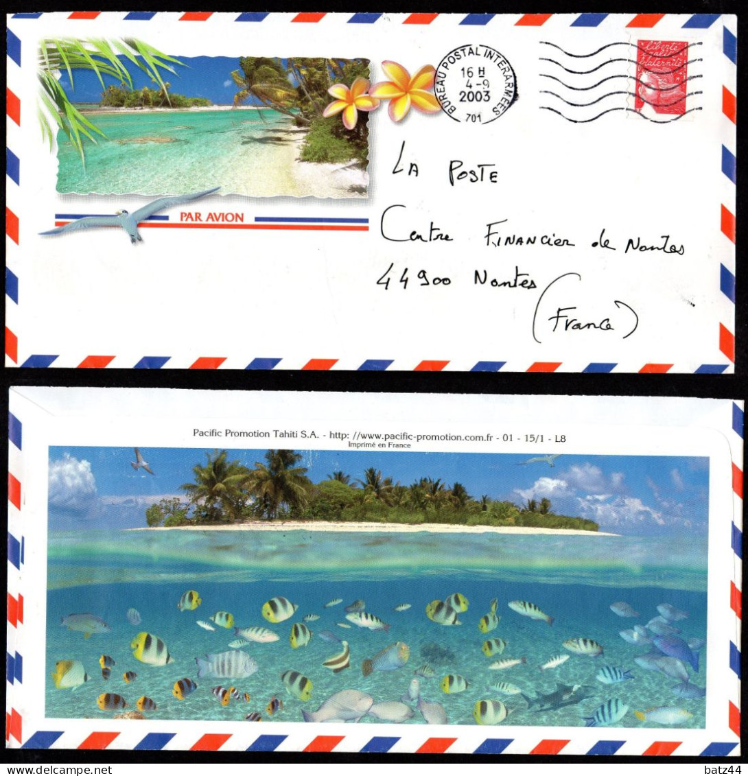 Polynésie Française Enveloppe Illustrée Bureau Postal Interarmées 701 04 09 2003 - Sellos Militares Desde 1900 (fuera De La Guerra)