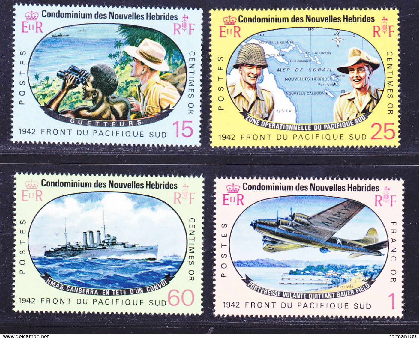 NOUVELLES-HEBRIDES N°  257 à 260 ** MNH Neufs Sans Charnière, TB (D2310) Batailles Du Pacific Sud - 1967 - Neufs