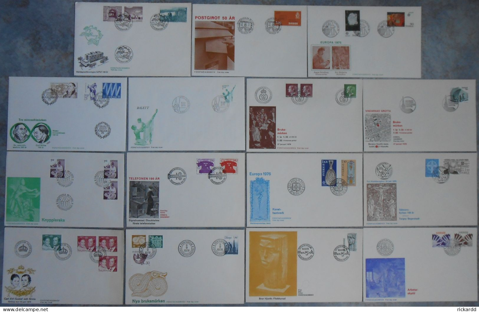 Sweden - 15 Different FDC 1974-1976 *ILLUSTRATED* - FDC