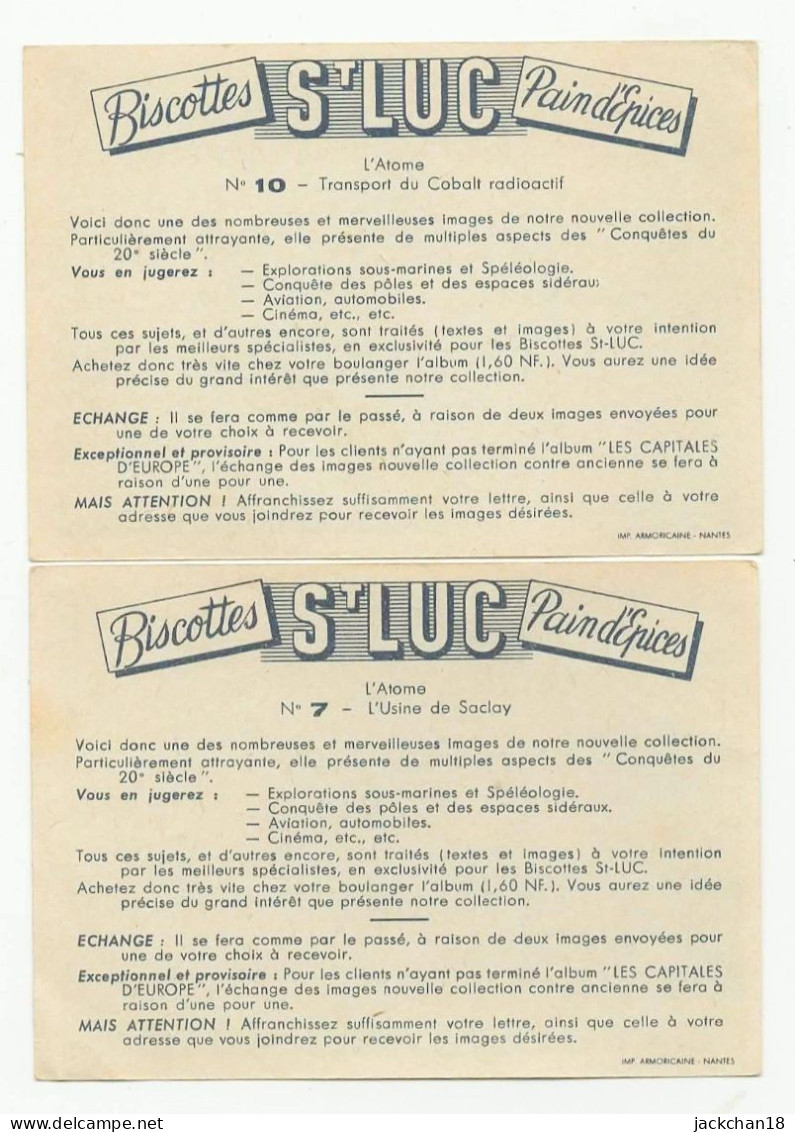 -- St LUC BISCOTTES PAIN D'EPICES / L'ATOME N° 7 Et 10 / L'USINE De SACLAY -TRANSPORT Du COBALT RADIOACTIF -- - Andere & Zonder Classificatie