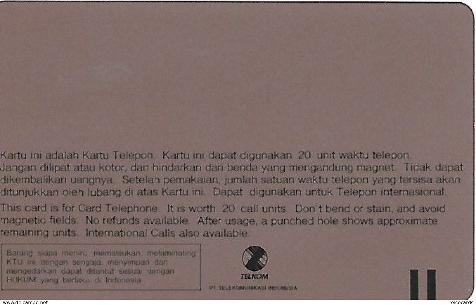Indonesia: Telkom - Intl Phonecard Exhibition Hongkong '93. Mint - Indonesia