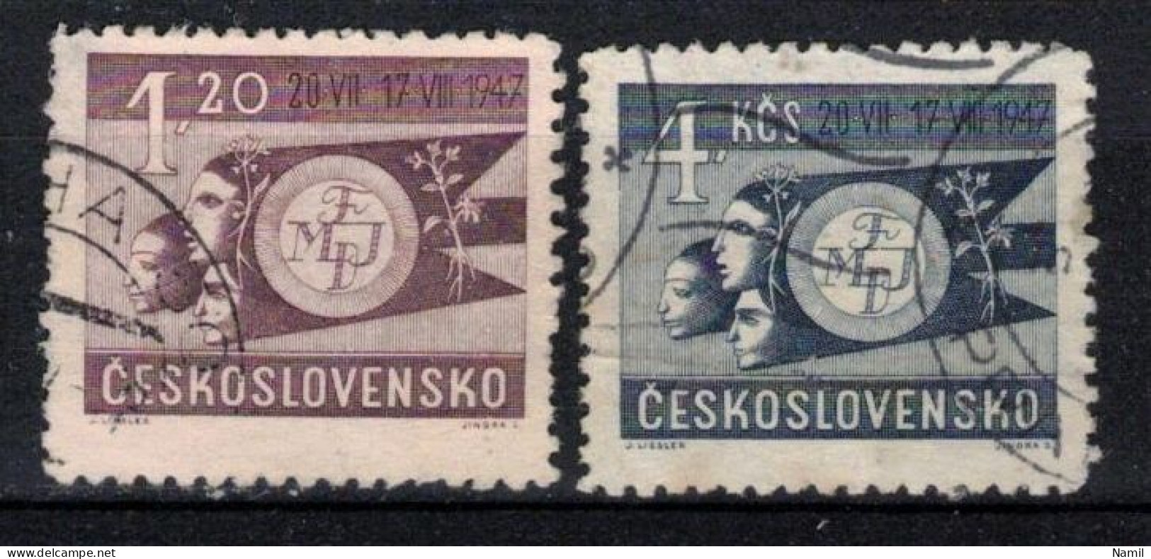 Tchécoslovaquie 1947 Mi 521-2 (Yv 449-50), Obliteré, - Oblitérés