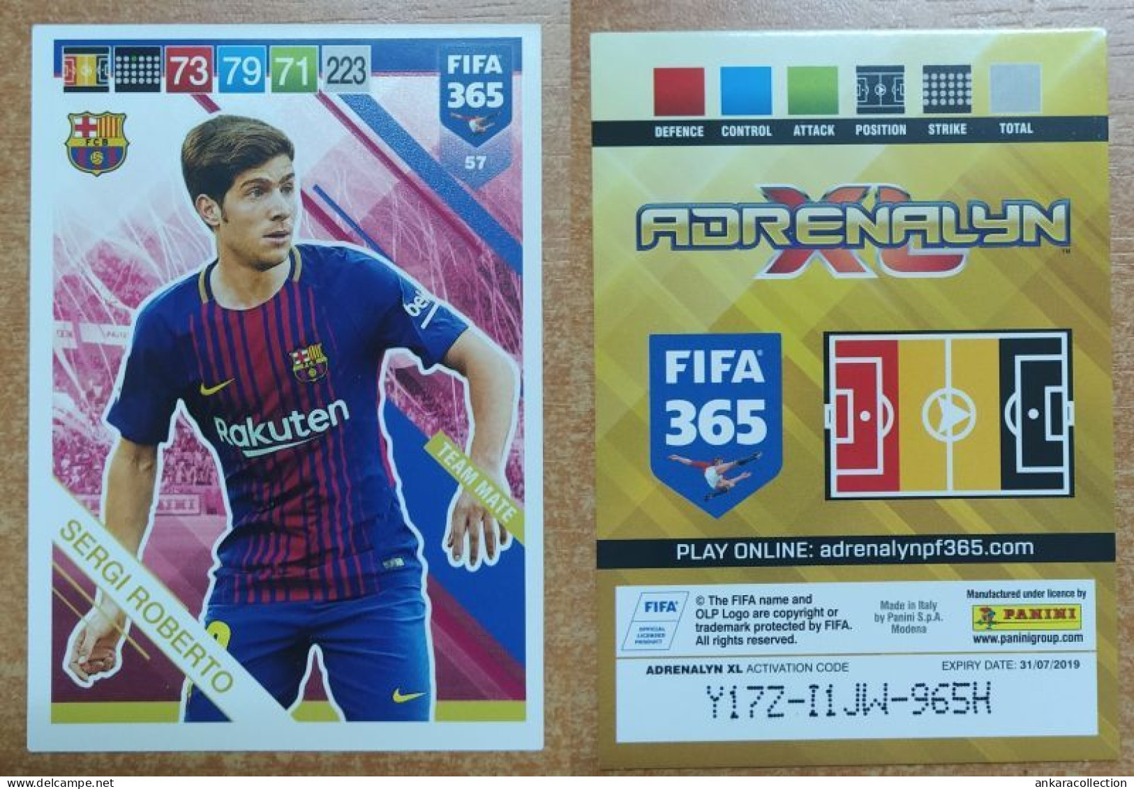 AC - 57 SERGI ROBERTO  FC BARCELONA  PANINI FIFA 365 2019 ADRENALYN TRADING CARD - Trading-Karten