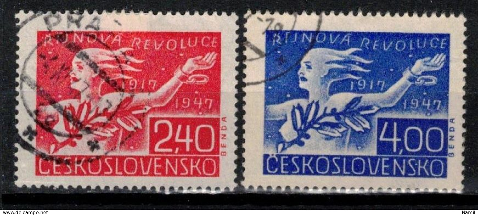 Tchécoslovaquie 1947 Mi 527-8 (Yv 455-6), Obliteré, - Oblitérés