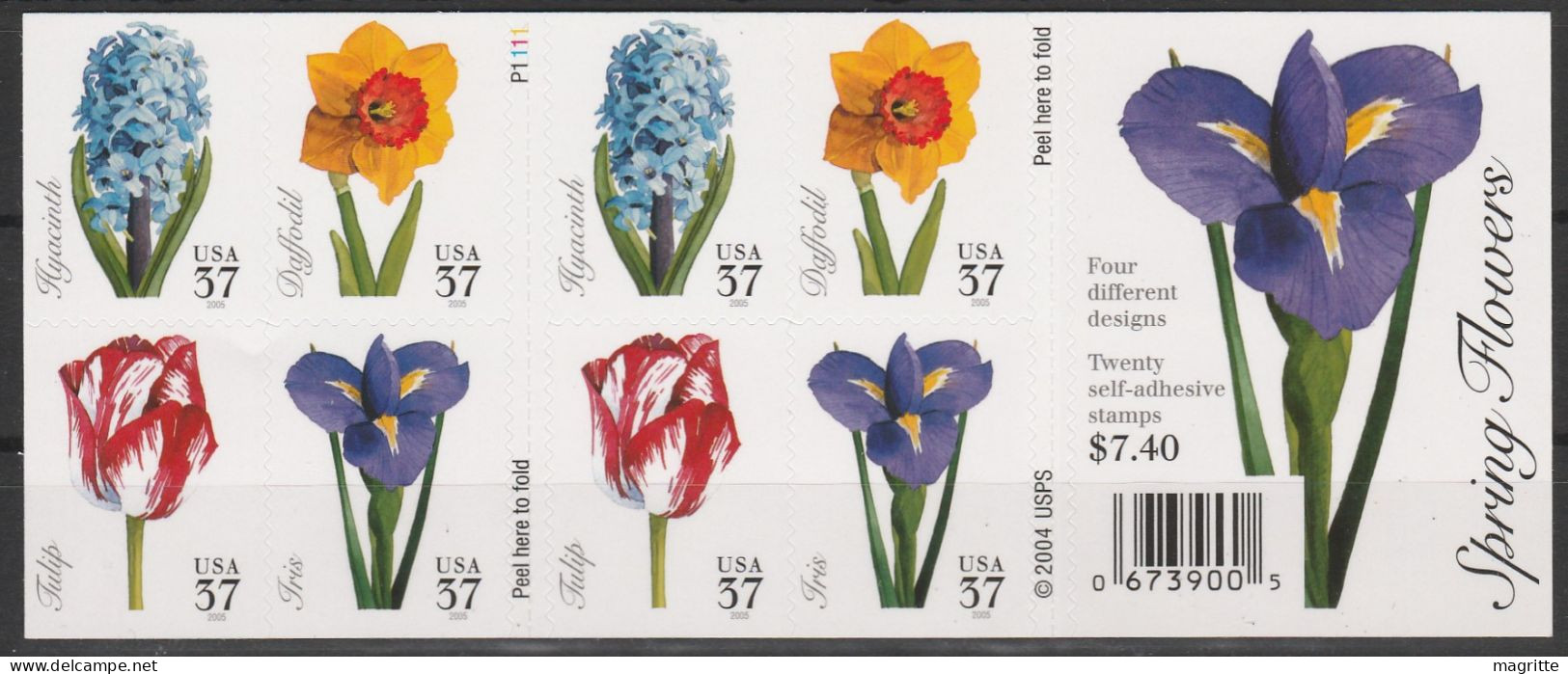 Usa 2005 Carnet Fleurs Du Printemps Tulipe Iris Jonquille Jacinthe Usa Spring Flowers Booklet Tulip Daffodil Hyacinth - 3. 1981-...