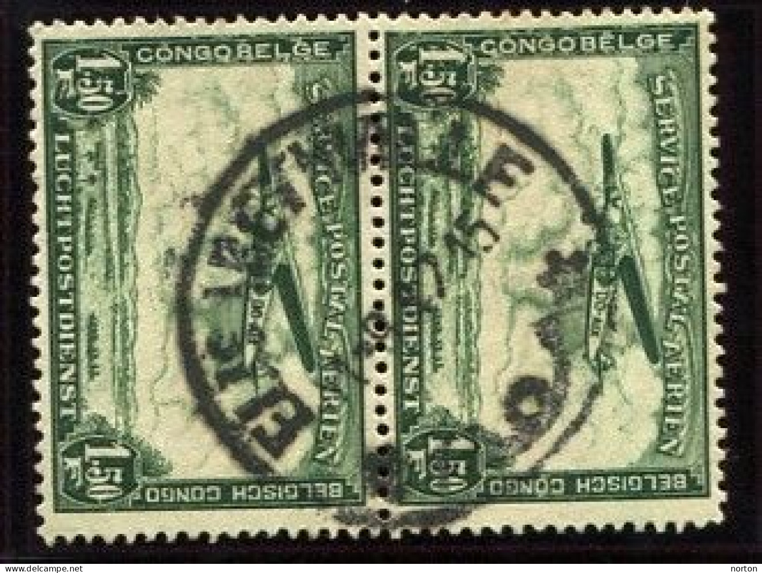Congo Elisabethville Oblit. Keach 8C1 Sur C.O.B. PA9 (paire) Le 11/09/1942 - Used Stamps