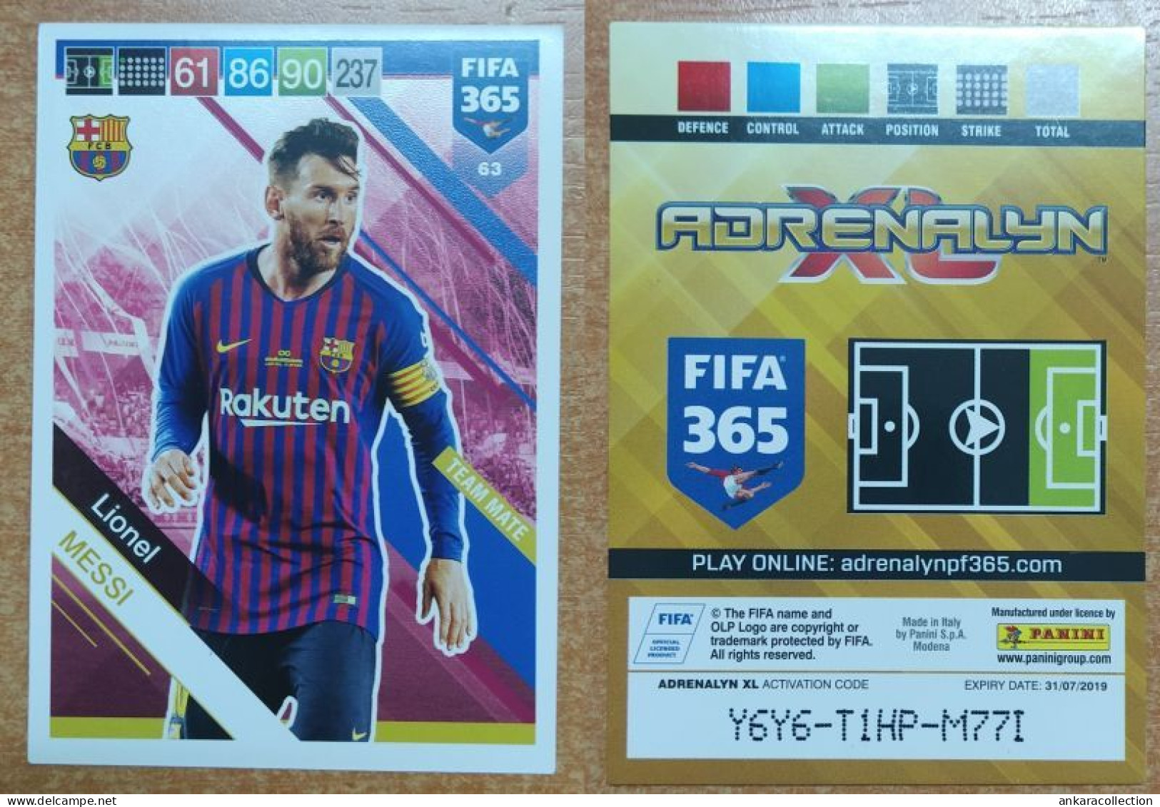 AC - 63 LIONEL MESSI  FC BARCELONA  PANINI FIFA 365 2019 ADRENALYN TRADING CARD - Tarjetas