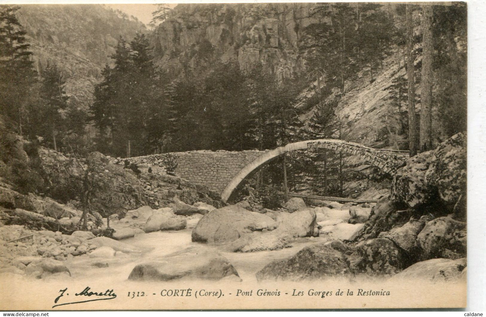 -   2B- CORSE - .  CORTE -  Pont. Genois - Gorges De La Restonica - Corte