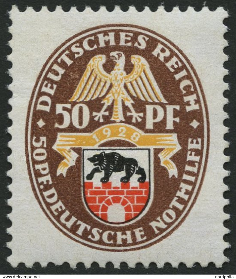 Dt. Reich 429 *, 1928, 50 Pf. Nothilfe, Falzrest, Normale Zähnung, Pracht - Ongebruikt