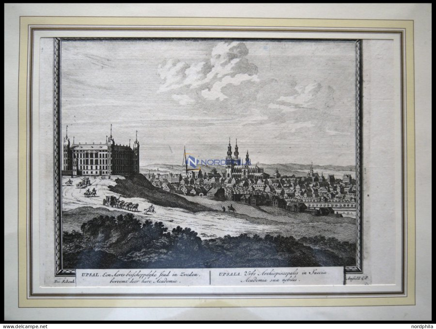 UPPSALA, Gesamtansicht, Kupferstich Von Schenk Um 1702 - Lithographien