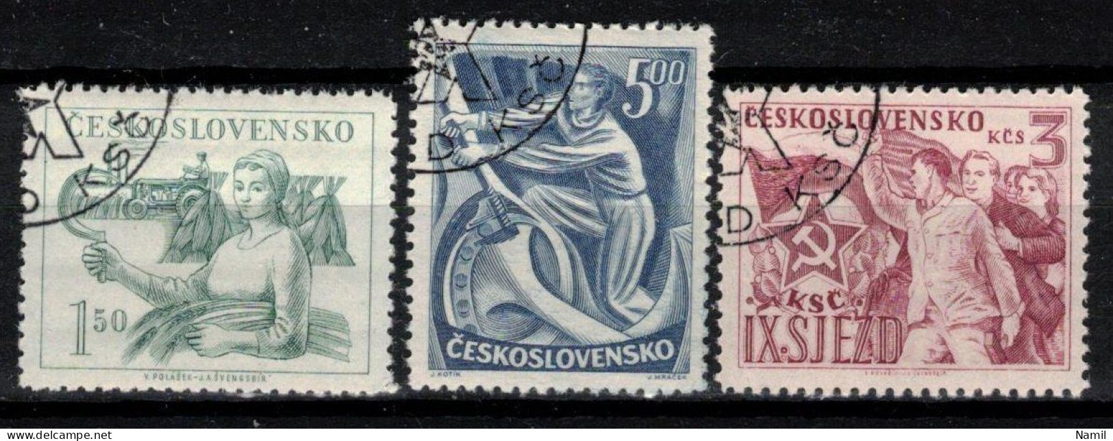 Tchécoslovaquie 1949 Mi 575-7 (Yv 501-3), Obliteré, - Usati