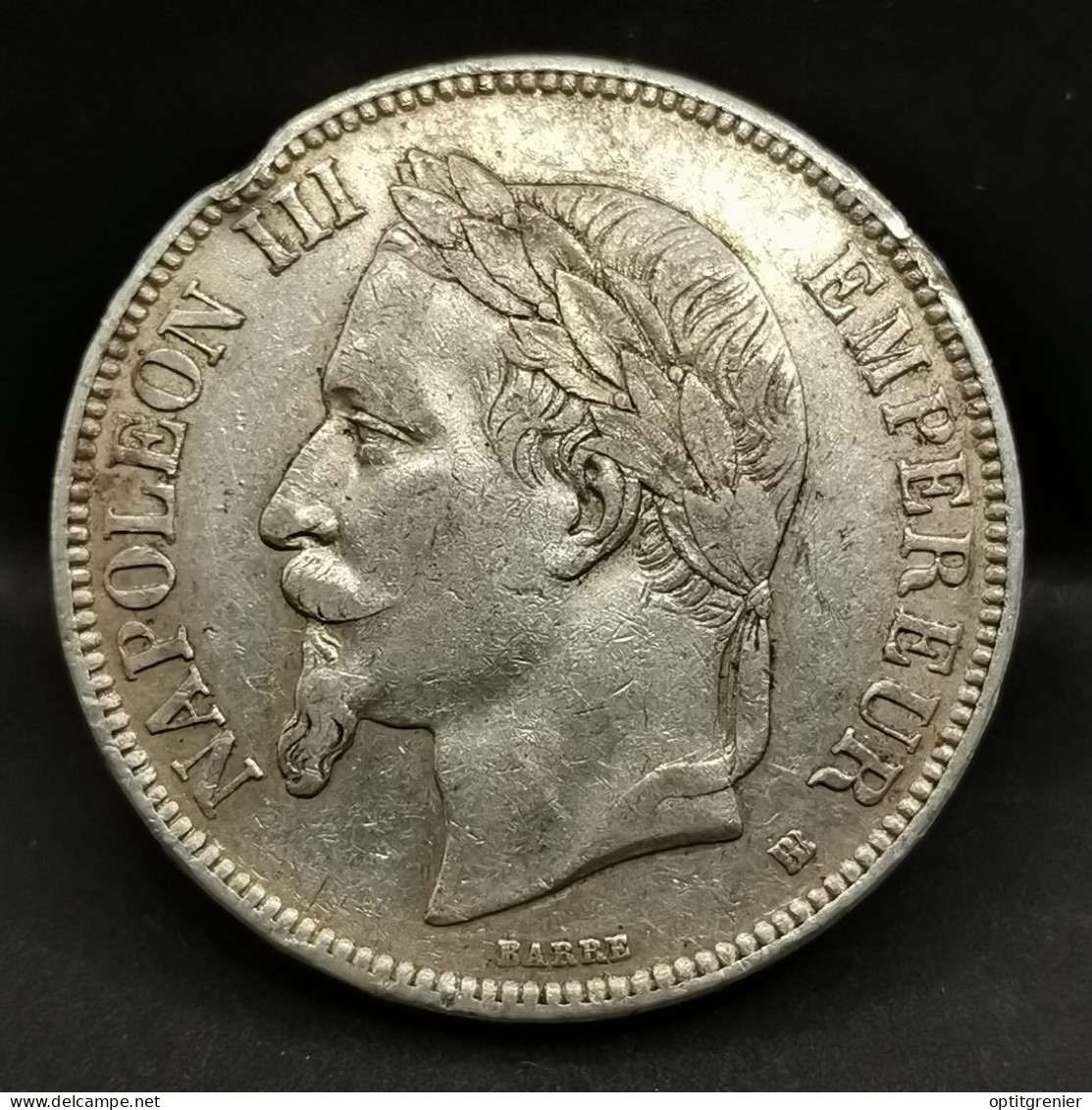 5 FRANCS ARGENT NAPOLEON III 1869 BB STRASBOURG FRANCE / SILVER / CHOCS SUR TRANCHE - 5 Francs