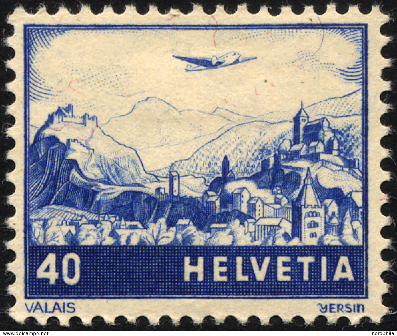 SCHWEIZ BUNDESPOST 507b *, 1948, 40 C. Schwärzlichkobalt, Falzrest, Pracht - Nuevos