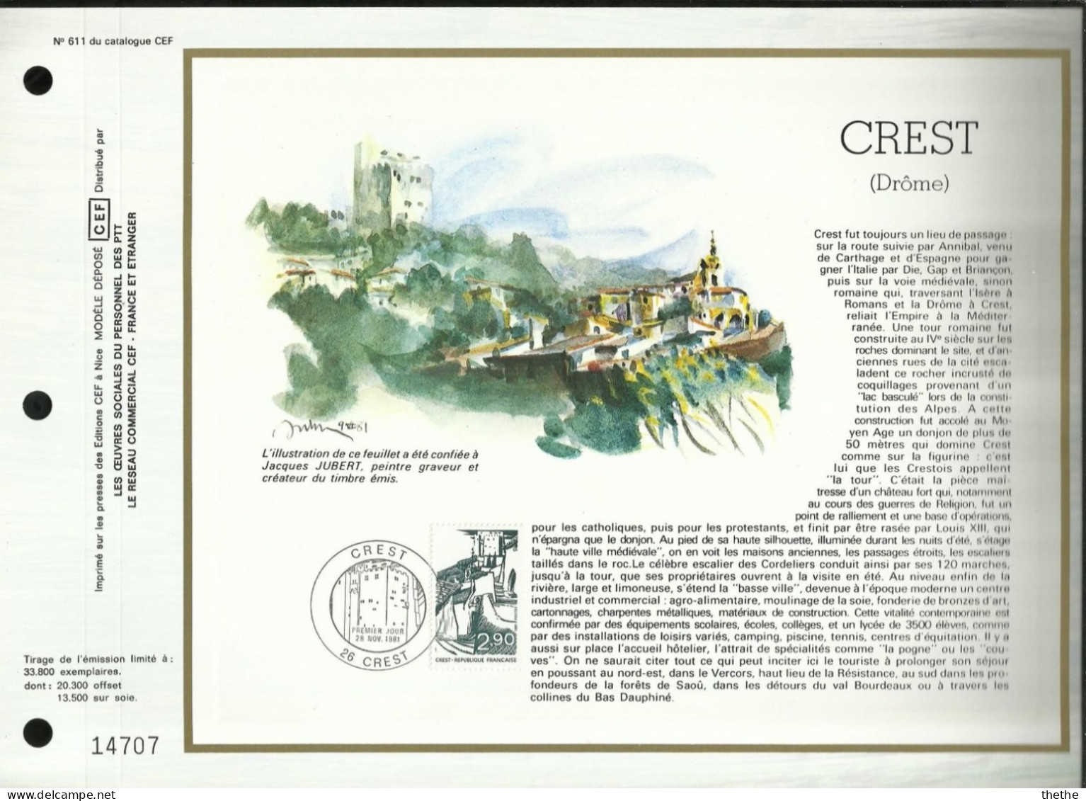 FRANCE -  CREST (Drôme) - N° 611 Du Catalogue CEF - 1980-1989