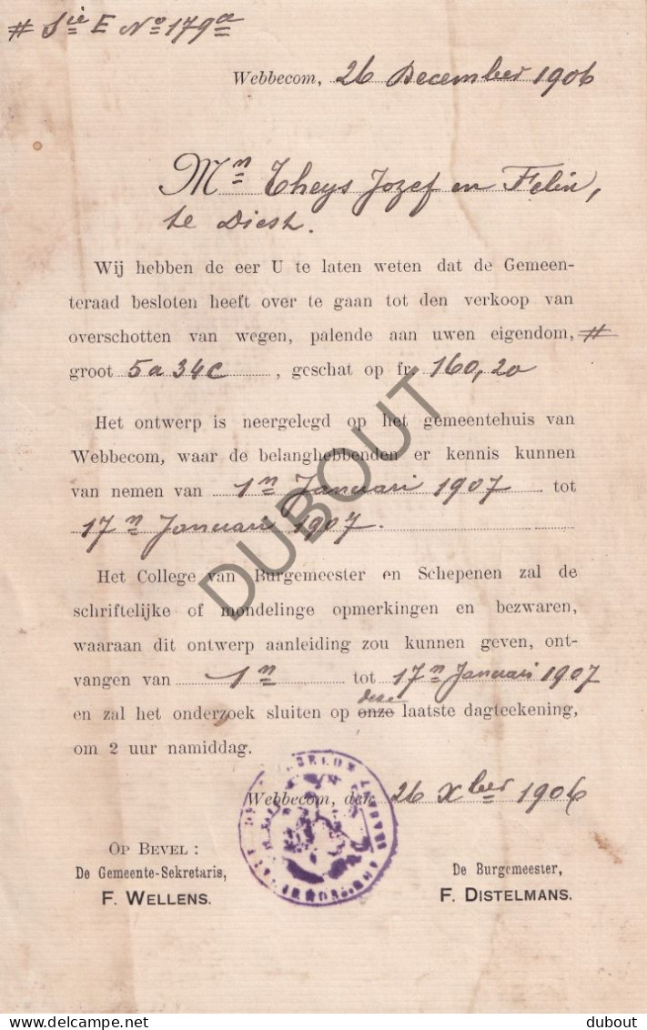 Webbekom/Diest - Gemeentelijke Verordening 1906 (V3058) - Manuscripts