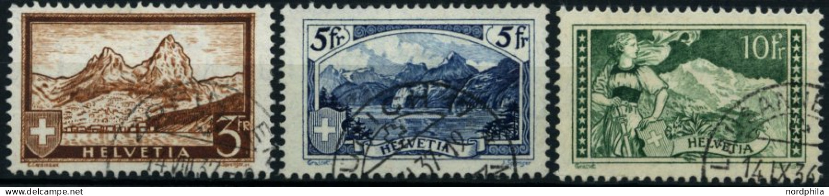 SCHWEIZ BUNDESPOST 226-28 O, 1928/31, Gebirgslandschaften, Prachtsatz, Mi. 70.- - Usati