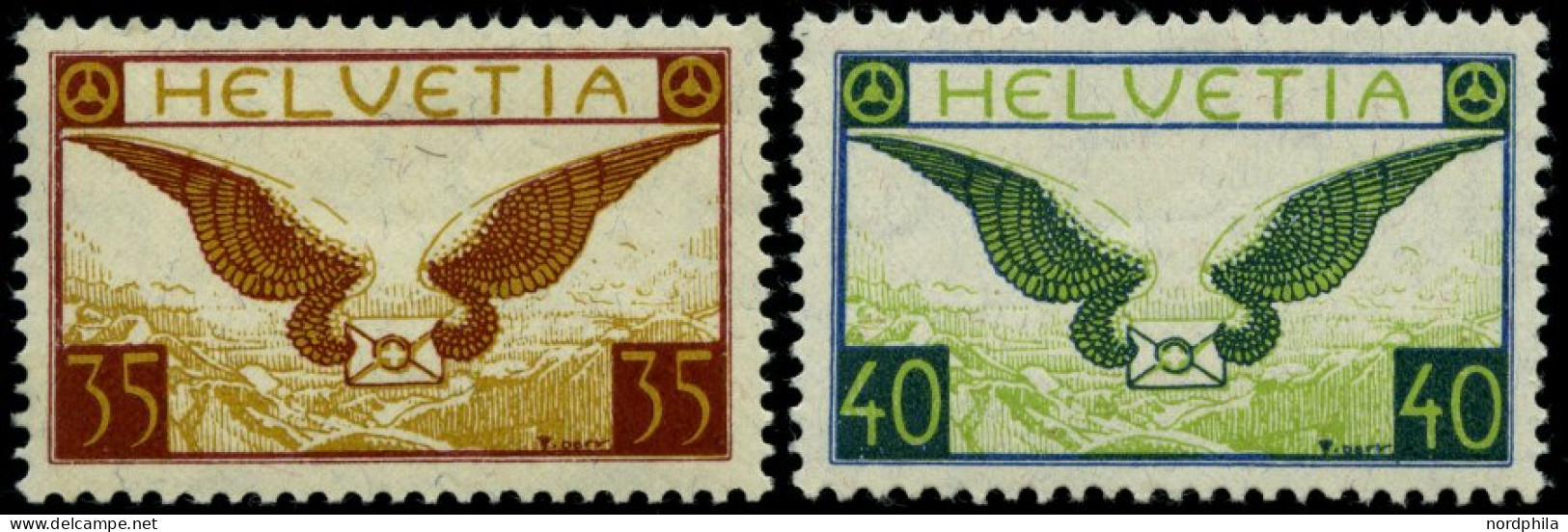 SCHWEIZ BUNDESPOST 233/4x *, 1929, Geflügelter Brief, Gewöhnliches Papier, Pracht, Mi. 200.- - Ongebruikt