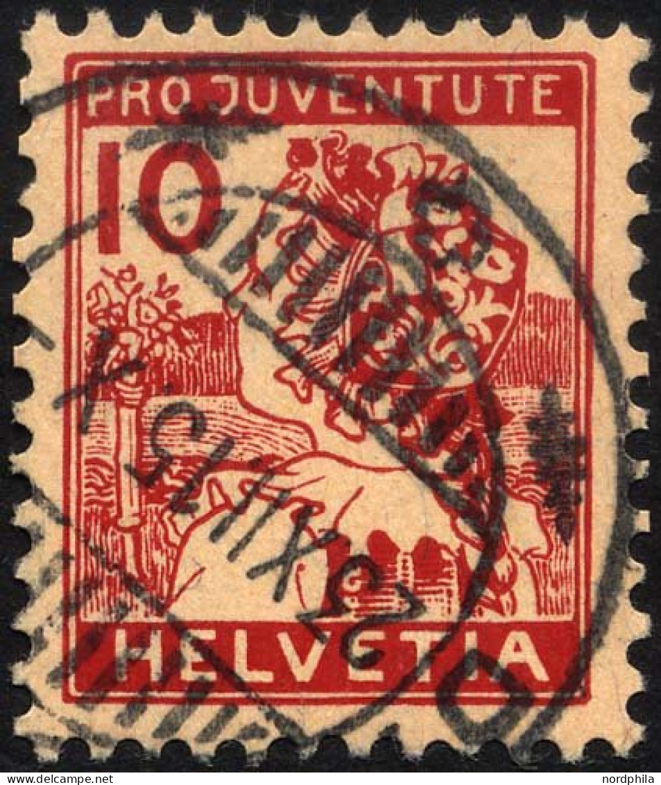 SCHWEIZ BUNDESPOST 129 O, 1915, 10 C. Pro Juventute, Pracht, Mi. 110.- - Used Stamps