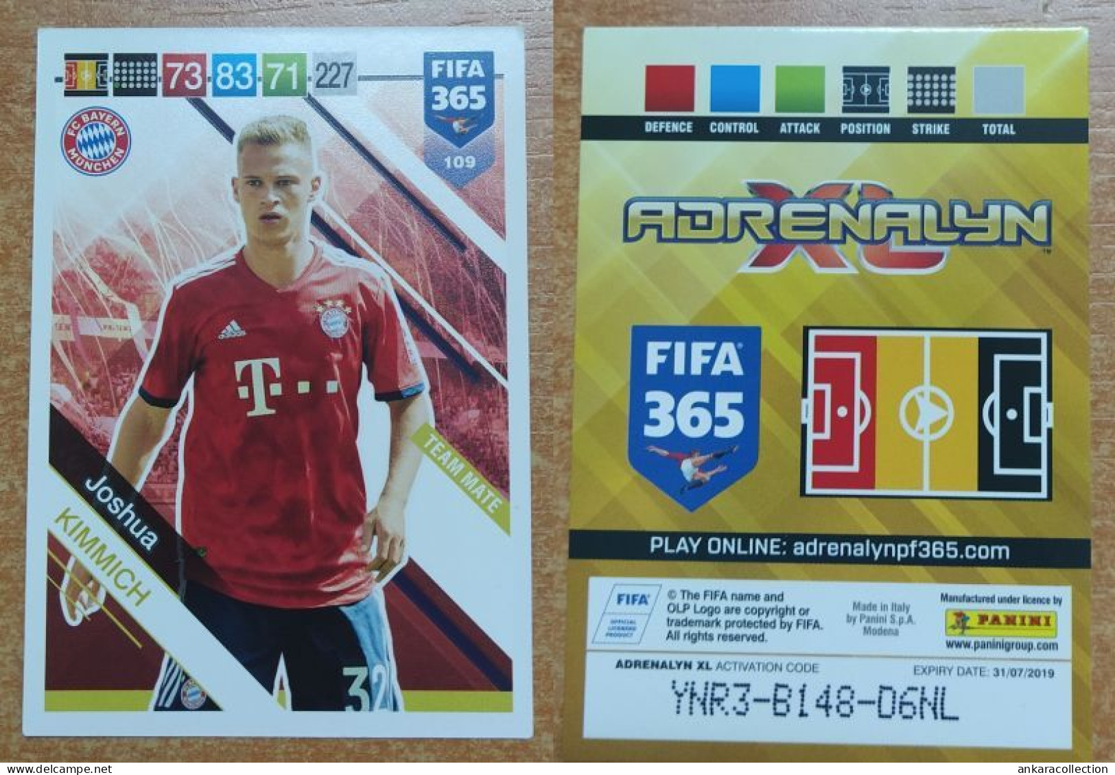 AC - 109 JOSHUA KIMMICH  BAYERN MUNICH  PANINI FIFA 365 2019 ADRENALYN TRADING CARD - Trading-Karten