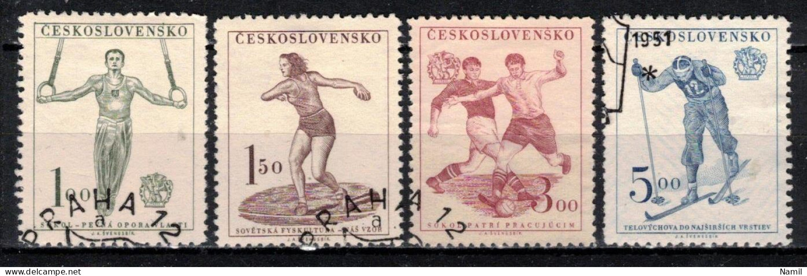 Tchécoslovaquie 1951 Mi 671-4 (Yv 584-7), Obliteré, - Used Stamps